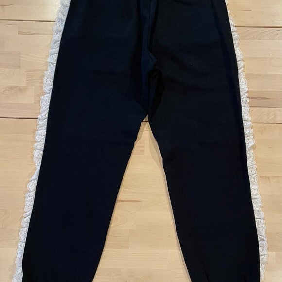 Teddy Fresh Women's Black Sweatpants with White Lace Trim size Small - Picture 4 of 6
